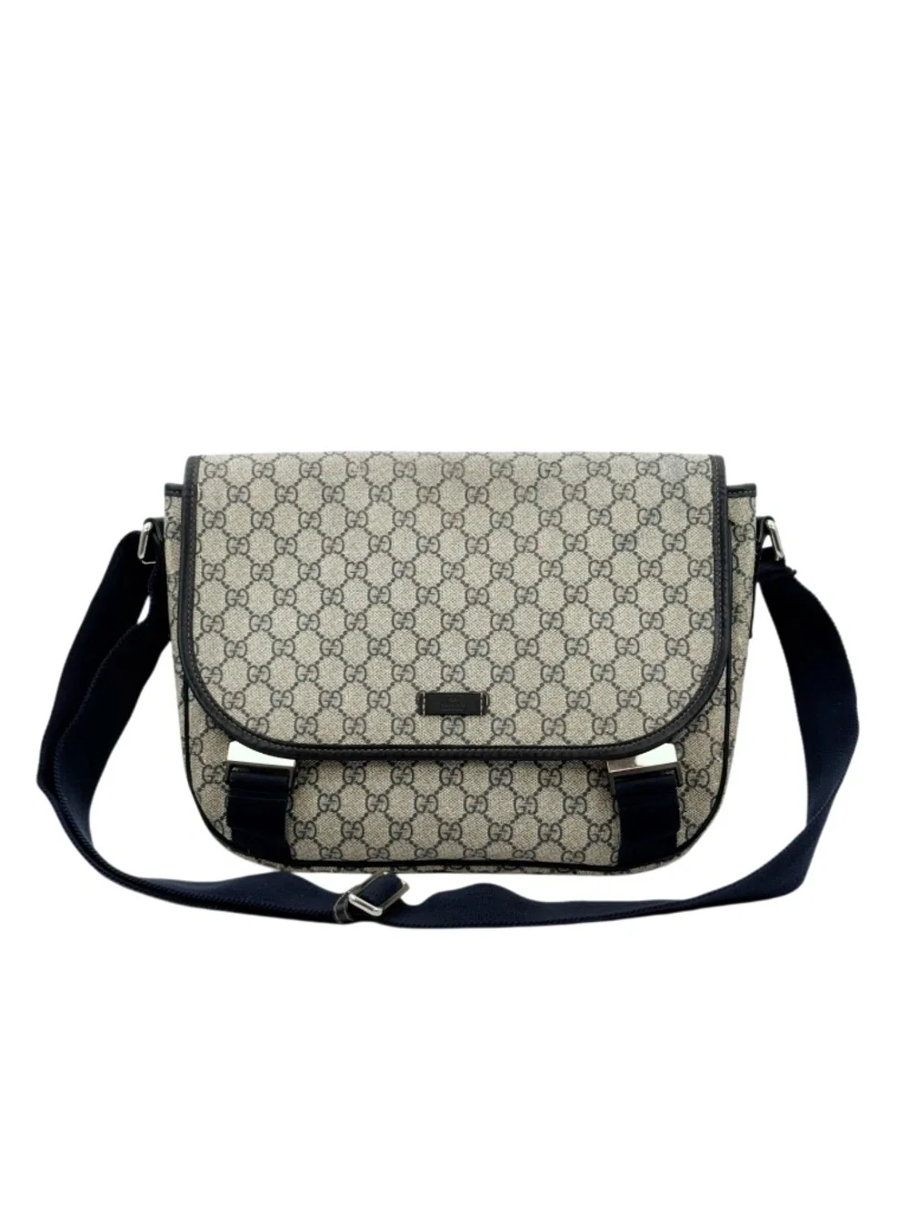 Gucci GG Supreme Canvas Flap Messenger Bag Navy Crossbody Shoulder Bag